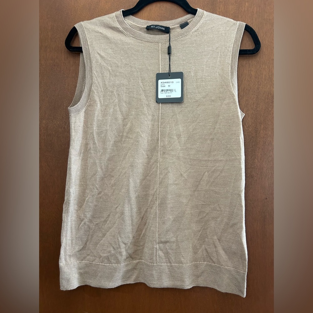 St. John Beige wool & silk sweater vest